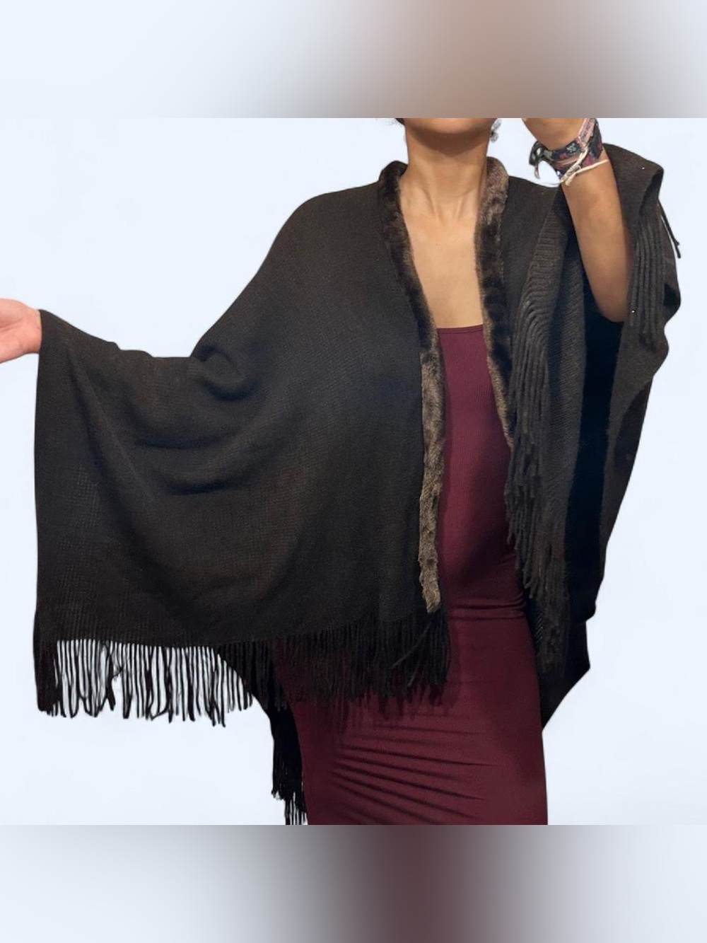 Boho Knit Fur Poncho Sweater by Croft & Barrow!